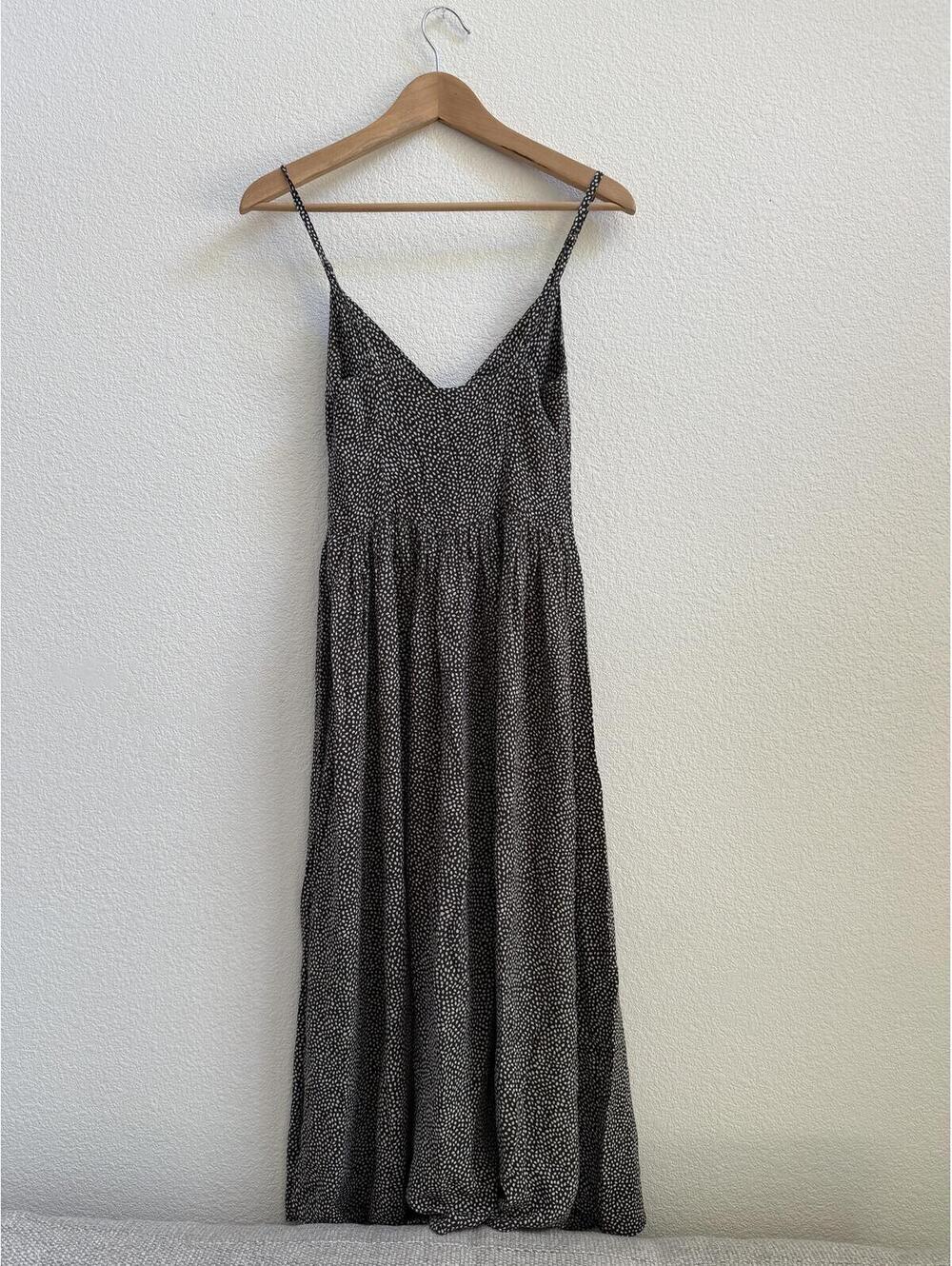 Auguste The Label Tear Drop Staple Charcoal Dot Button Front Midi Dress US 2 - Picture 4 of 6